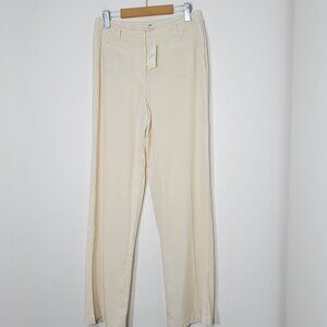 J. Jill NEW Ivory Cotton Blend Casual Straight Leg Pants Pockets High Waist NWT